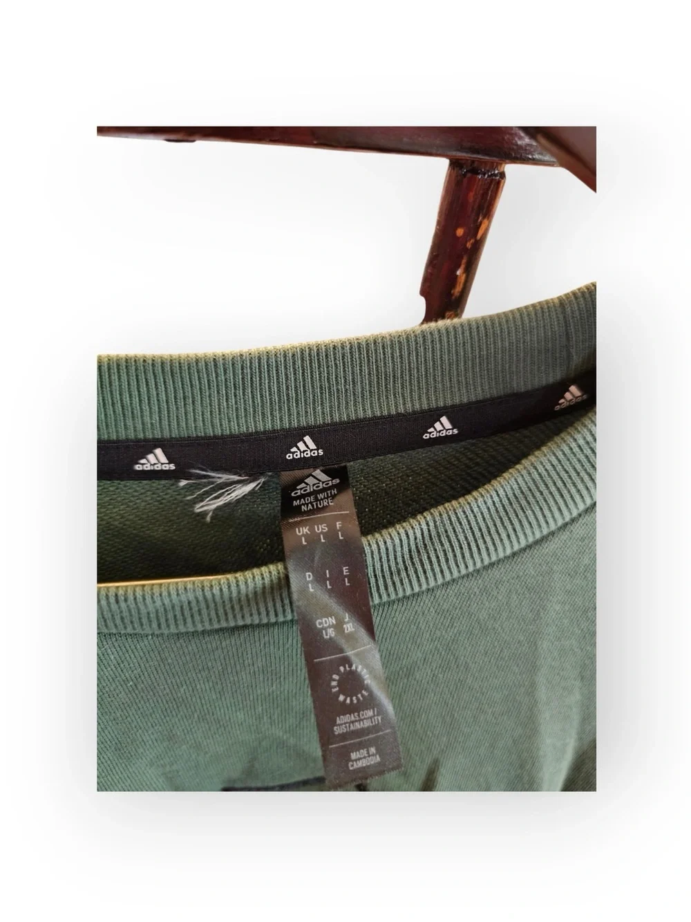 adidas Mens Large Green Black Colorblock Oversized Logo Crewneck Sweatshirt